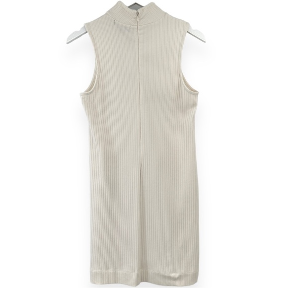 NWT Sanctuary White Ribbed Mock Neck Sleeveless Mini Shift Dress sz S - Picture 3 of 7